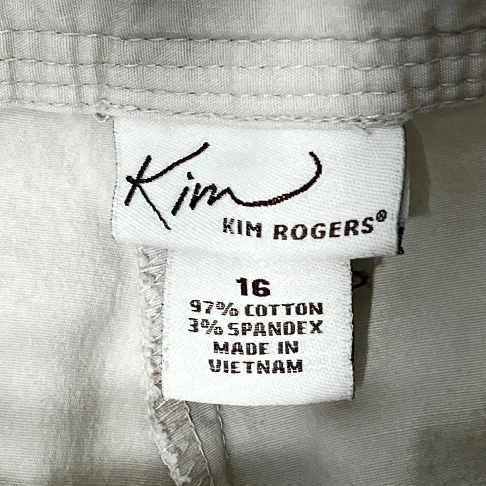 Kim Rogers‎ Womens Khaki Tan Wide Leg Cropped Capri Pants Drawstring Size 16